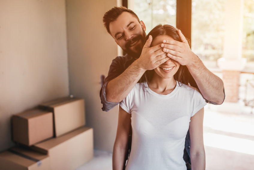 Couple moving in new house